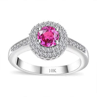 Certified & Appraised Luxoro AAA Madagascar Pink Sapphire and G-H I2 Diamond 1.10 ctw Ring in 10K White Gold