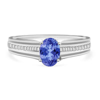 Luxoro Premium Tanzanite and G-H I1 Diamond 1.00 ctw Ring in 14K White Gold