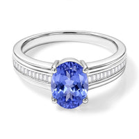 Luxoro Premium Tanzanite and G-H I1 Diamond 1.00 ctw Ring in 14K White Gold