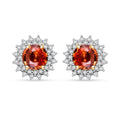 Certified & Appraised Luxoro AAA Songea Sapphire and G-H I2 Diamond 2.20 ctw Sunburst Stud Earrings in 14K Yellow Gold - Sticky add to cart bar
