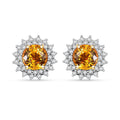 Certified & Appraised Luxoro 14K Yellow Gold AAA Madagascar Yellow Sapphire, Diamond (G-H, I2) (0.41 cts) Sunburst Stud Earrings 2.23 ctw - Sticky add to cart bar