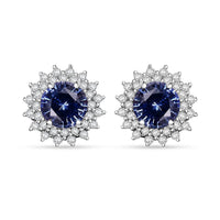 Certified & Appraised Luxoro 14K Yellow Gold AAA Madagascar Yellow Sapphire, Diamond (G-H, I2) (0.41 cts) Sunburst Stud Earrings 2.23 ctw
