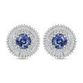 Certified & Appraised Luxoro AAA Ceylon Blue Sapphire and G-H I2 Diamond 2.48 ctw Stud Earrings in 14K White Gold - Sticky add to cart bar