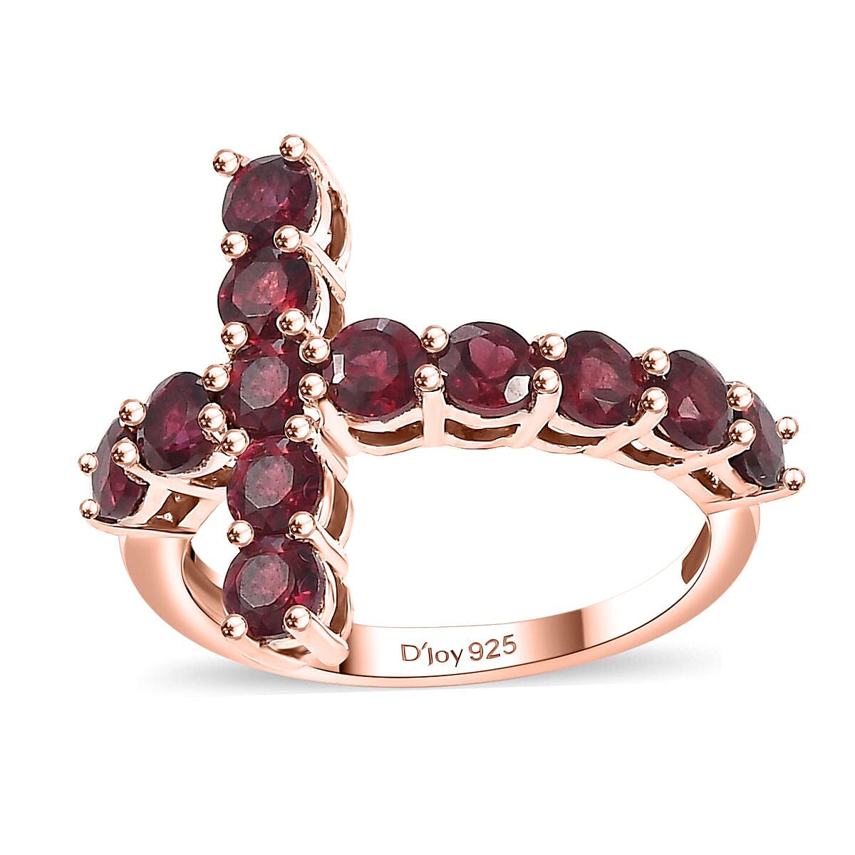 Premium Anthill Garnet Cross Ring in 18K Vermeil RG Over Sterling Silver (Size 7.0) 1.85 ctw