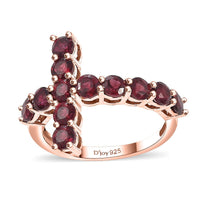 Premium Anthill Garnet Cross Ring in 18K Vermeil RG Over Sterling Silver (Size 7.0) 1.85 ctw
