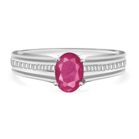 Luxoro Premium Mozambique Ruby and G-H I1 Diamond 1.30 ctw Ring in 14K White Gold 4 Grams
