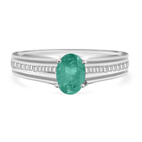 Luxoro Premium Kagem Zambian Emerald and G-H I1 Diamond Ring in 14K White Gold (Size 10.0) 4 Grams 1.00 ctw