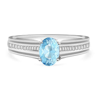 Luxoro Premium Mangoro Aquamarine and G-H I1 Diamond Ring in 14K White Gold (Size 10) 1.05 ctw