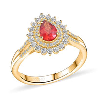 Certified and Appraised Luxoro AAA Red Sapphire and G-H I2 Diamond 1.35 ctw Cocktail Ring in 14K Yellow Gold 4.25 Grams