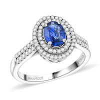 Labour Day Doorbuster Deal Certified & Appraised Rhapsody 950 Platinum AAAA Ceylon Blue Sapphire, Diamond (E-F, VS) (0.34 cts) Ring (Size 10.0) (5.15 g) (Del. in 15-20 Days) 1.40 ctw