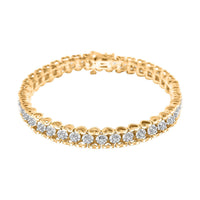 NY Closeout White Diamond 1.00 ctw Bracelet in 14K YG and Rhodium Over Sterling Silver (7.00 In)