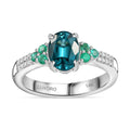 Epic Deal Luxoro 14K White Gold AAA Monte Belo Indicolite, Premium Boyaca Colombian Emerald, Diamond (I2) Ocean Garden Ring (Size 7.0) 1.60 ctw - Sticky add to cart bar