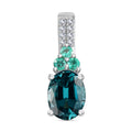 Luxoro AAA Monte Belo Indicolite, Premium Boyaca Colombian Emerald, Diamond I2 1.45 ctw Ocean Garden Pendant without Chain in 14K White Gold - Sticky add to cart bar