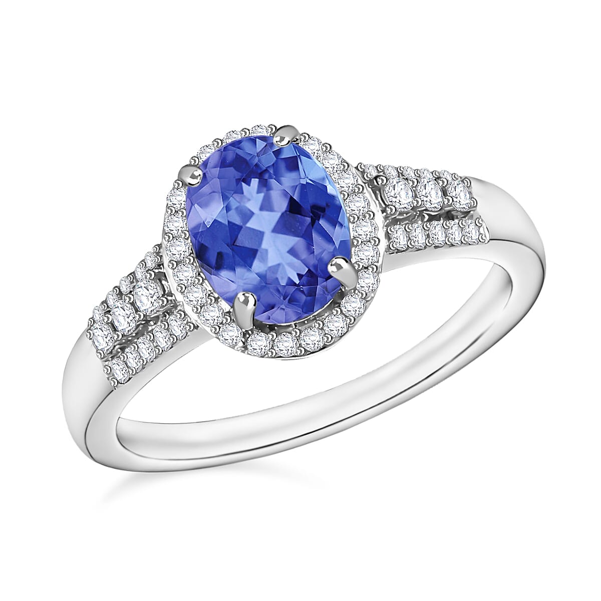 Luxoro Premium Tanzanite and G-H I1 Diamond Ring in 14K White Gold (Size 10.0) 2.36 ctw