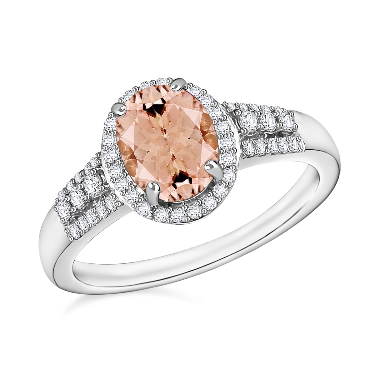 Luxoro Premium Marropino Morganite and G-H I1 Diamond Ring in 14K White Gold (Size 10.0) 2.76 ctw