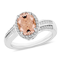 Luxoro Premium Marropino Morganite and G-H I1 Diamond 2.68 ctw Ring in 14K White Gold