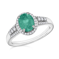 Luxoro Premium Kagem Zambian Emerald and G-H I1 Diamond 2.16 ctw Ring in 14K White Gold (Size 10) 2