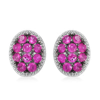 D'Joy Premium Mozambique Pink Sapphire 2.20 ctw Blooming Earrings in Rhodium Over Sterling Silver