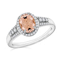 Luxoro Premium Pink Morganite and G-H I1 Diamond 2.16 ctw Ring in 14K White Gold - Sticky add to cart bar