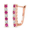 Premium Mozambique Pink Sapphire and Moissanite 1.25 ctw Latch Back Earrings in 18K Vermeil Rose Gold Over Sterling Silver - Sticky add to cart bar