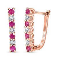 Premium Mozambique Pink Sapphire and Moissanite 1.25 ctw Latch Back Earrings in 18K Vermeil Rose Gold Over Sterling Silver