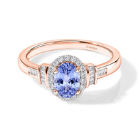 Tanzanite and Diamond 1.00 ctw Ring in 18K Vermeil Rose Gold Over Sterling Silver (Size 10.0)