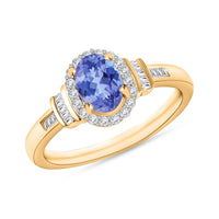 Tanzanite and Diamond 1.00 ctw Ring in 18K Vermeil Rose Gold Over Sterling Silver (Size 10.0)