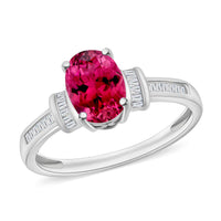 Luxoro Premium Ouro Fino Rubellite and G-H I1 Diamond Ring in 14K White Gold (Size 10.0) 1.50 ctw