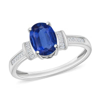 Luxoro Premium Kanchanaburi Blue Sapphire and G-H I1 Diamond Ring in 14K White Gold (Size 10.0) 1.50 ctw