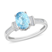 Luxoro Premium Mangoro Aquamarine and G-H I1 Diamond Ring in 14K White Gold (Size 9.0) 1.40 ctw