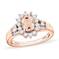 Marropino Morganite and Moissanite 1.25 ctw Sunburst Ring in 18K Vermeil Rose Gold Over Sterling Silver - Sticky add to cart bar