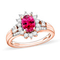 Ouro Fino Rubellite and Moissanite Sunburst Ring in 18K Vermeil Rose Gold Over Sterling Silver (Size 10.0) 1.25 ctw - Sticky add to cart bar