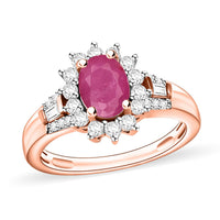 Mozambique Ruby and Moissanite 1.50 ctw Ring in 18K Vermeil Rose Gold Over Sterling Silver (Size 10.0)