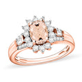 Pink Morganite and Moissanite Ring in 18K Vermeil Rose Over Sterling Silver (Size 10.0) 1.25 ctw - Sticky add to cart bar