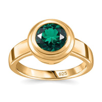 Lab Grown Emerald 1.15 ctw Ring in 18K Vermeil Yellow Gold Over Sterling Silver (Size 9.0)