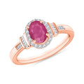 Mozambique Ruby and Diamond Ring in 18K Vermeil Rose Gold Over Sterling Silver (Size 10.0) 1.30 ctw - Sticky add to cart bar