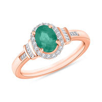 Kagem Zambian Emerald and Diamond 1.00 ctw Ring in 18K Vermeil Rose Gold Over Sterling Silver
