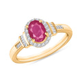 Mozambique Ruby and Diamond Ring in 18K Vermeil Rose Gold Over Sterling Silver (Size 10.0) 1.30 ctw - Sticky add to cart bar
