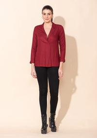 TAMSY Black Rayon Moss Kaftan Top -L