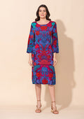 TAMSY Purple Printed Midi Dress - L - Sticky add to cart bar