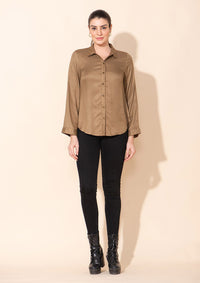 Tamsy Tan Rayon Twill Top -L