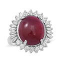 DOORBUSTER Premium African Ruby, Natural White Zircon Cocktail Ring in Platinum Over Sterling Silver (Size 5.0) 19.60 ctw - Sticky add to cart bar