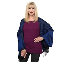 NYC CLOSEOUT Royal Blue Roses Shawl (70"x27")