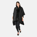 NYC CLOSEOUT Designer Inspired Black Faux Mink Ruana - Sticky add to cart bar