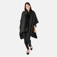 NYC CLOSEOUT Designer Inspired Black Faux Mink Ruana