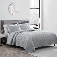 The Nesting Company- Willow 3 Piece Queen Quilt Set Gray
