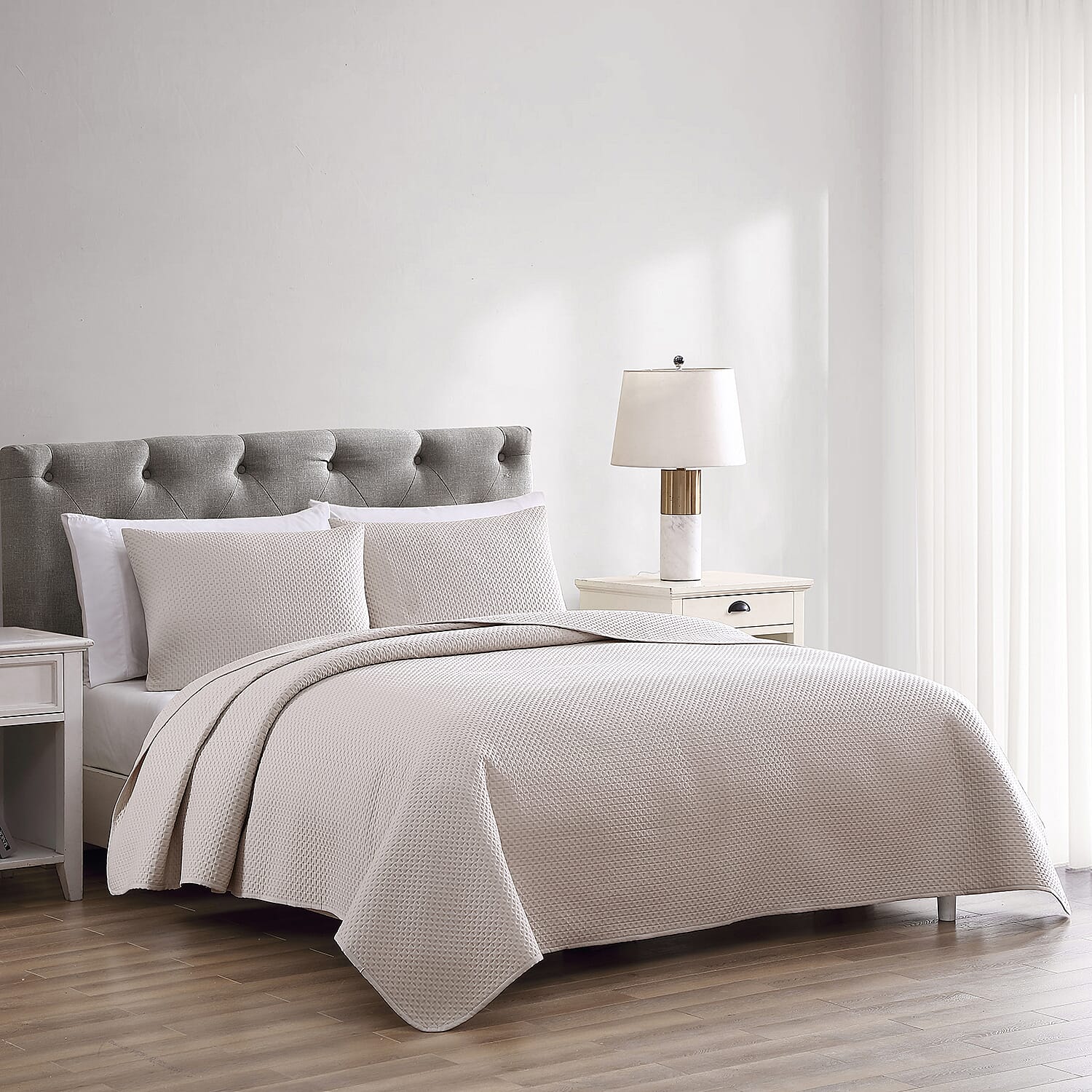 The Nesting Company- Aspen 3 Piece Queen Quilt Set Taupe