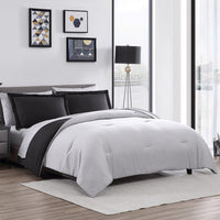 The Nesting Company- Chestnut Reversible 7 Piece bed in a bag Comforter Set Queen Black & Gray