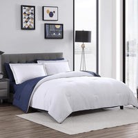 The Nesting Company- Chestnut Reversible 7 Piece bed in a bag Comforter Set Queen Black & Gray