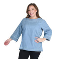 MARTHA STEWART Light Blue Wash Denim  Blouse - L - Sticky add to cart bar